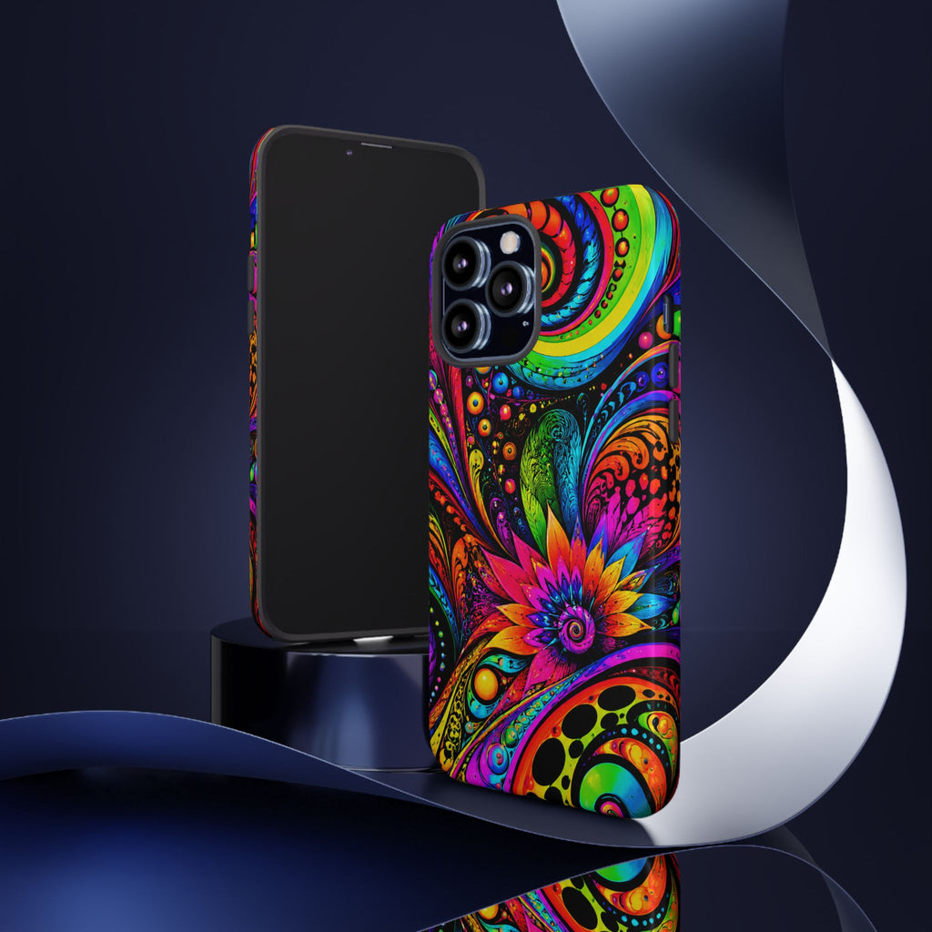 Psychedelic Floral Phone Case — Vibrant Swirl Tough Protective Cover