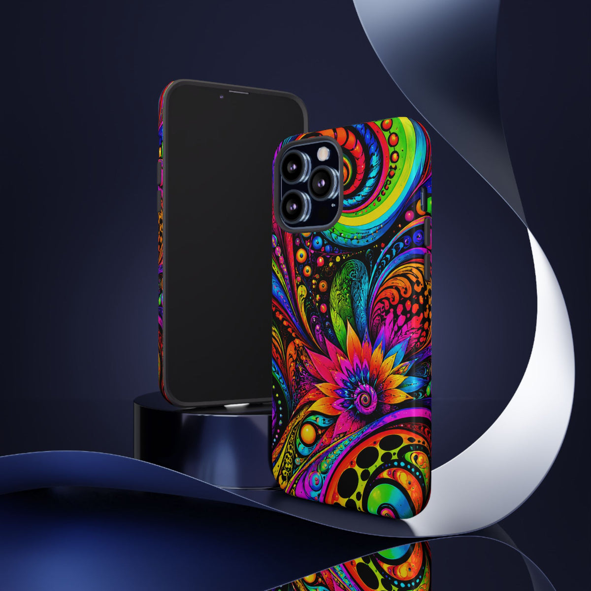 Psychedelic Floral Phone Case — Vibrant Swirl Tough Protective Cover