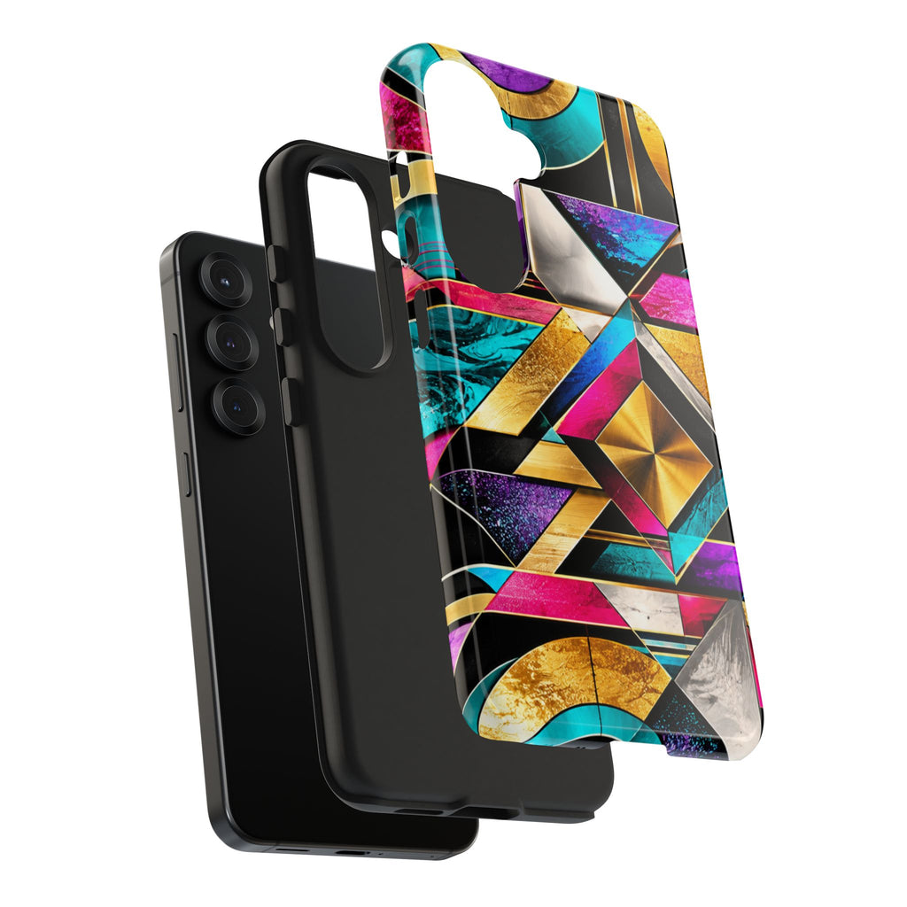 Geometric Art Deco Tough Phone Case — Vibrant Gold, Teal & Magenta Pattern