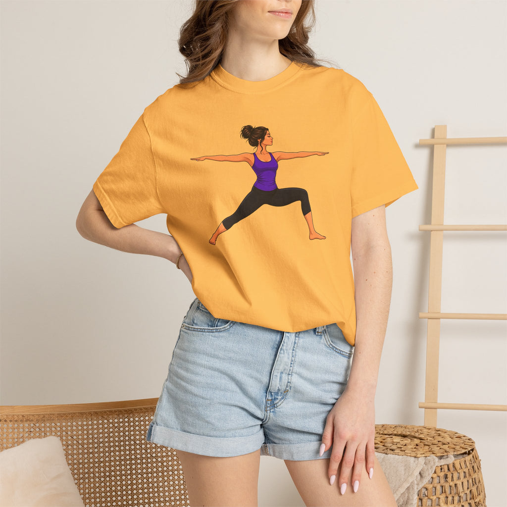 Yoga Warrior Pose T-Shirt | Woman in Virabhadrasana Illustration