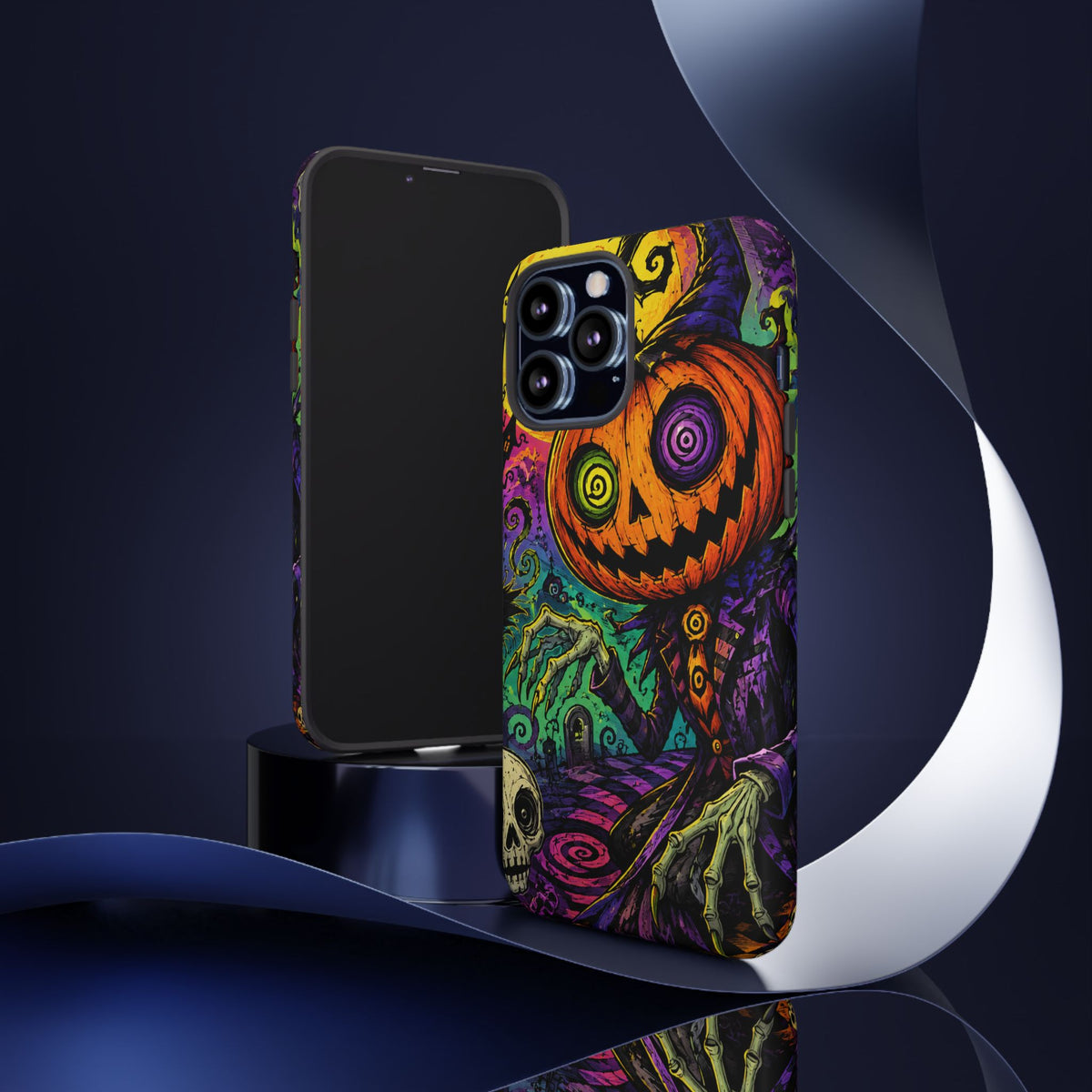 Halloween Pumpkin Skull Phone Case — Psychedelic Jack-o'-Lantern Tough Case
