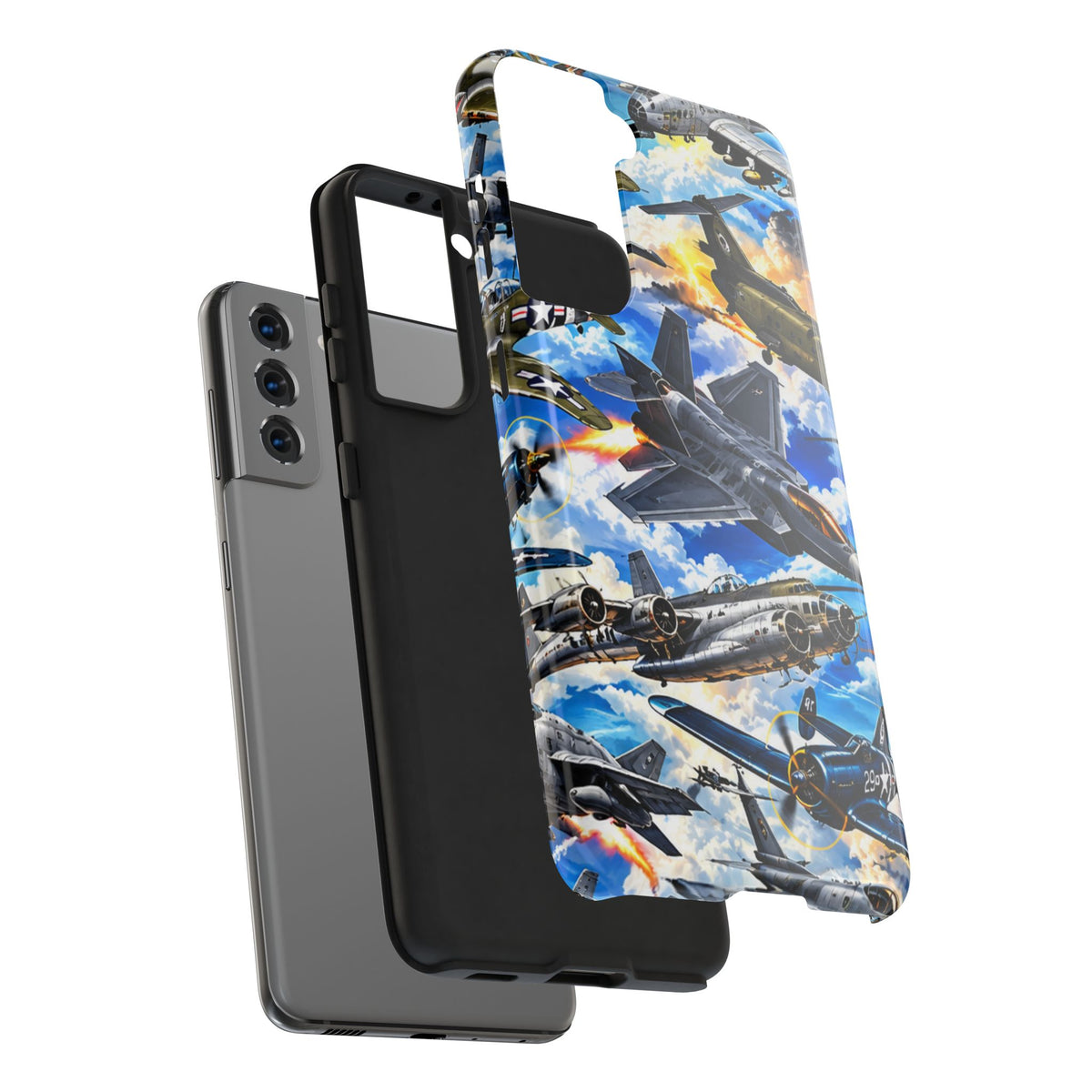 Military Aircraft Tough Phone Case – Vintage & Modern Jet Fighter Print