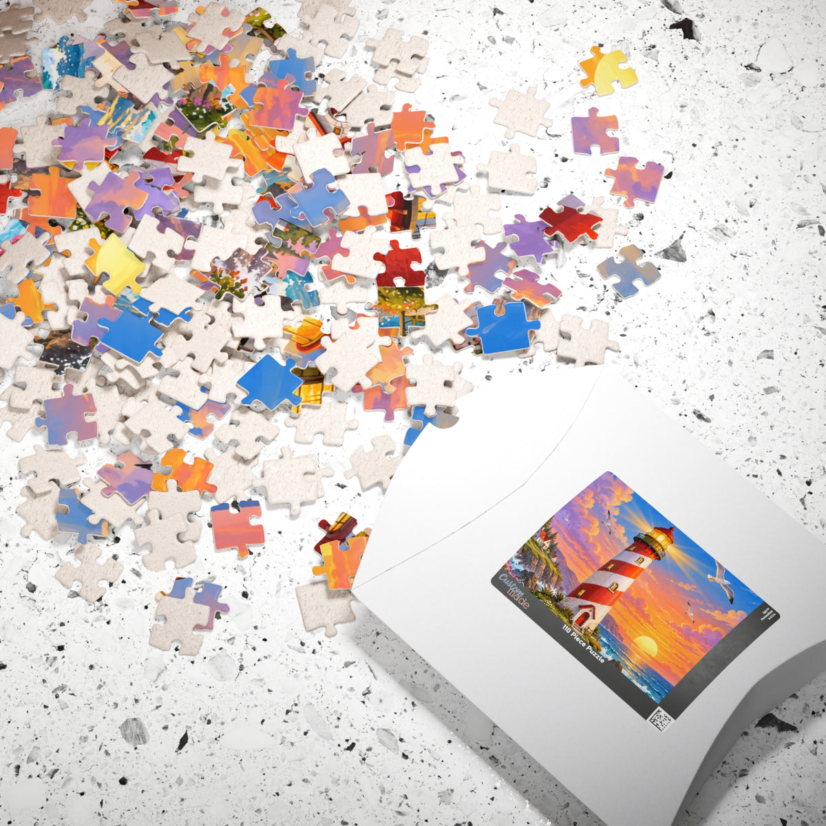 Lighthouse Sunset Seaside Puzzle 520-Piece | Scenic Ocean Jigsaw
