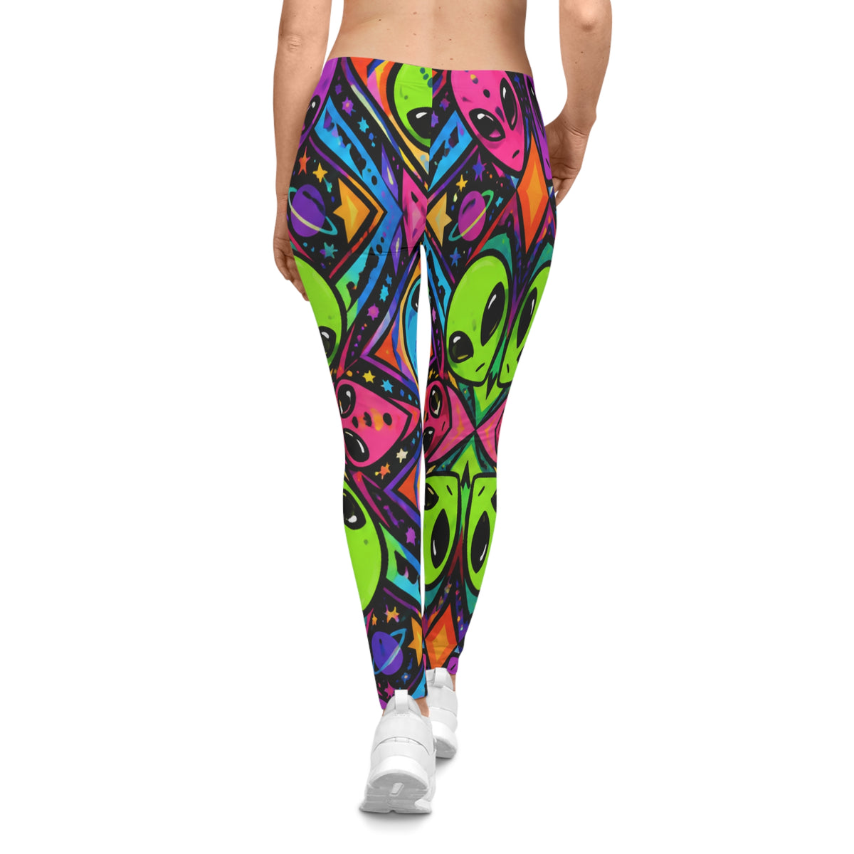 Neon Alien Print Leggings — Psychedelic Galaxy Pattern Women's Leggings