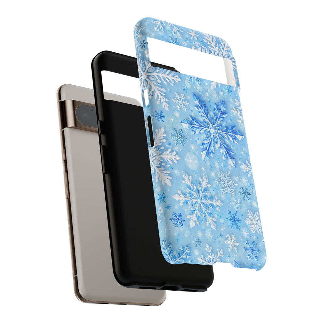 Winter Snowflake Tough Phone Case — Blue Holiday Protective Cover