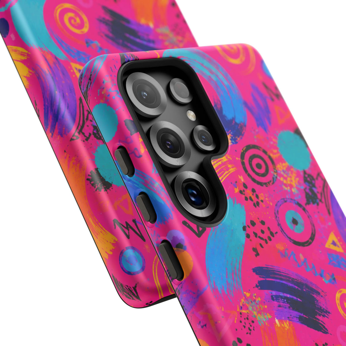 Neon Retro Abstract Tough Phone Case — 80s Brushstroke Pattern