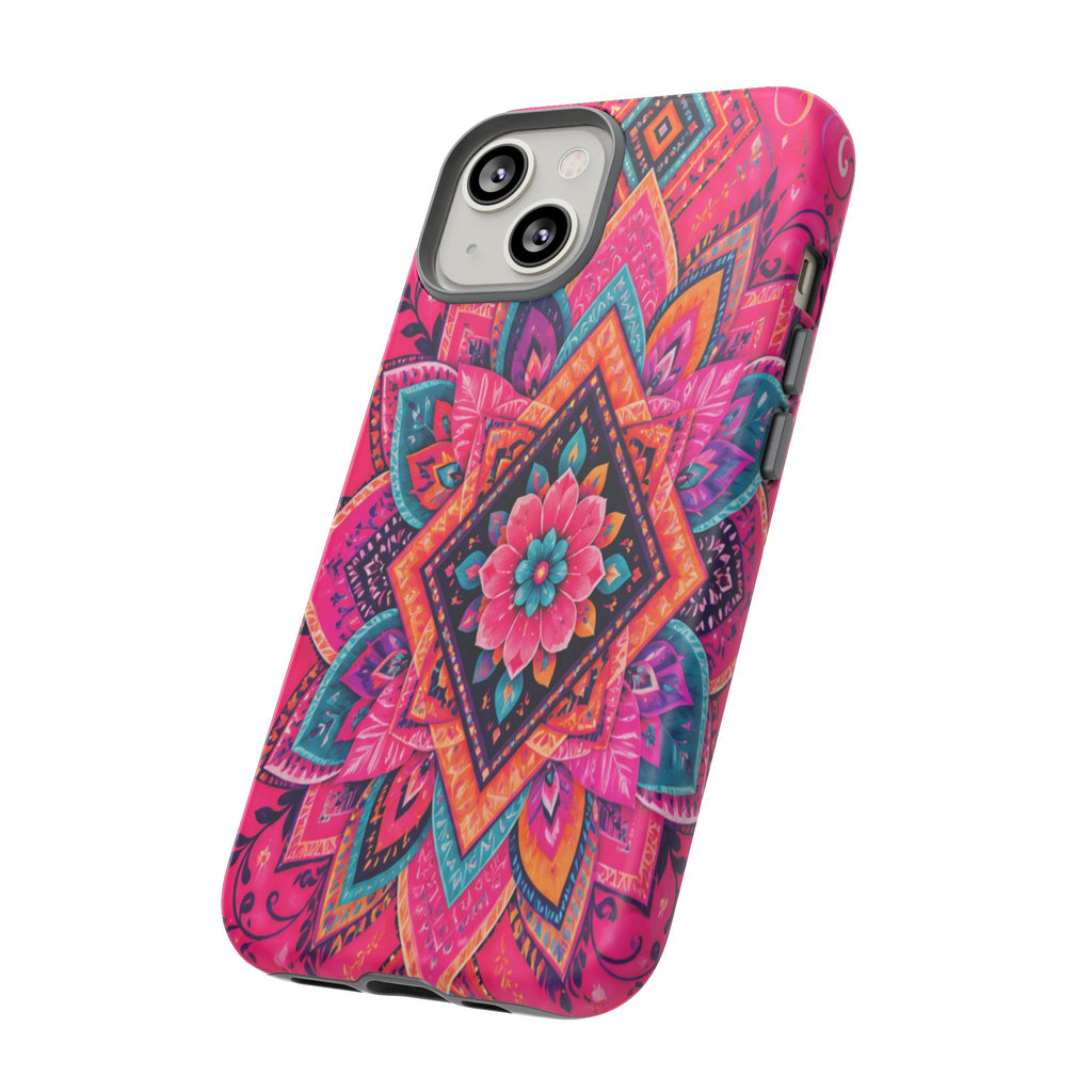 Floral Mandala Tough Phone Case — Pink Boho Protective Cover