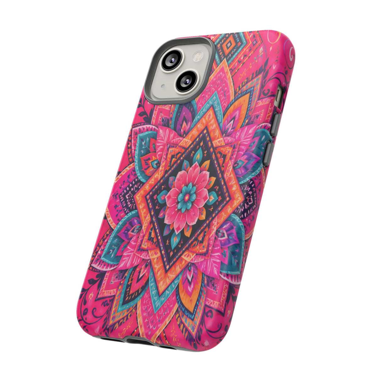 Floral Mandala Tough Phone Case — Pink Boho Protective Cover