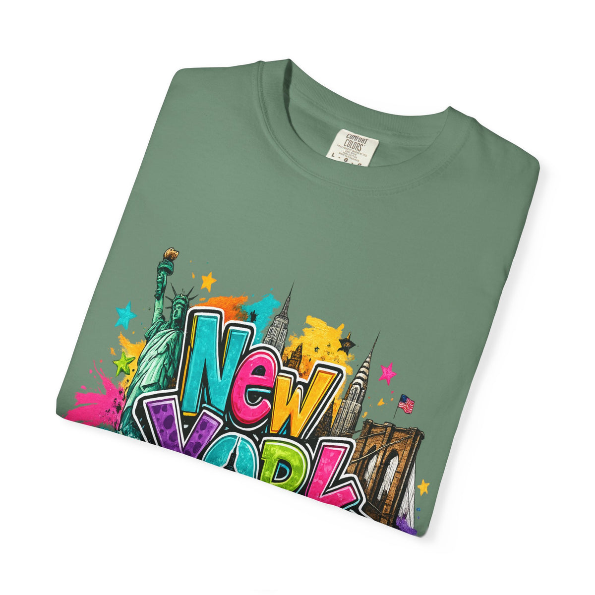 New York Graffiti Skyline T-shirt | Cityscape Taxi Brooklyn Bridge