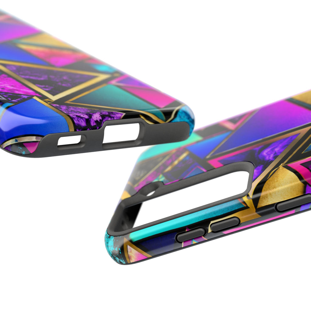 Geometric Neon Triangles Tough Phone Case