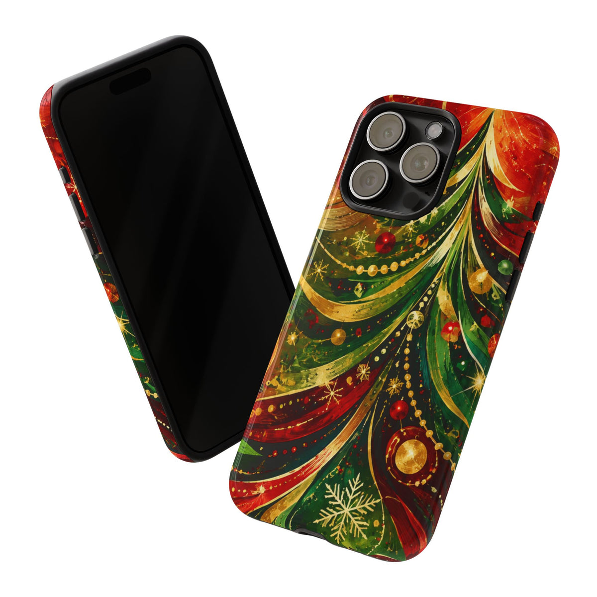 Christmas Tree Tough Phone Case — Festive Red & Green Holiday Phone Cover