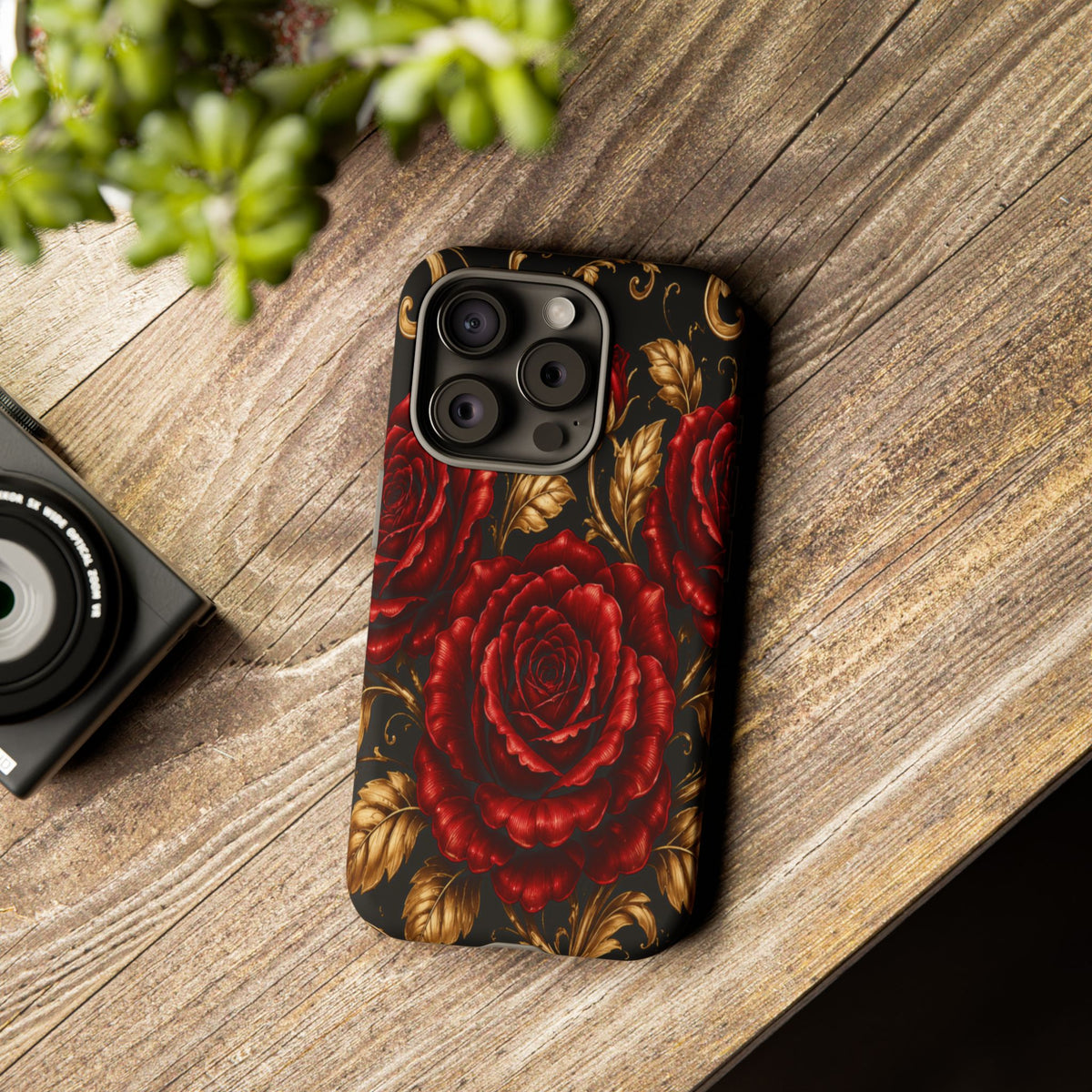 Tough Cases — Vintage Red Rose Floral Phone Case