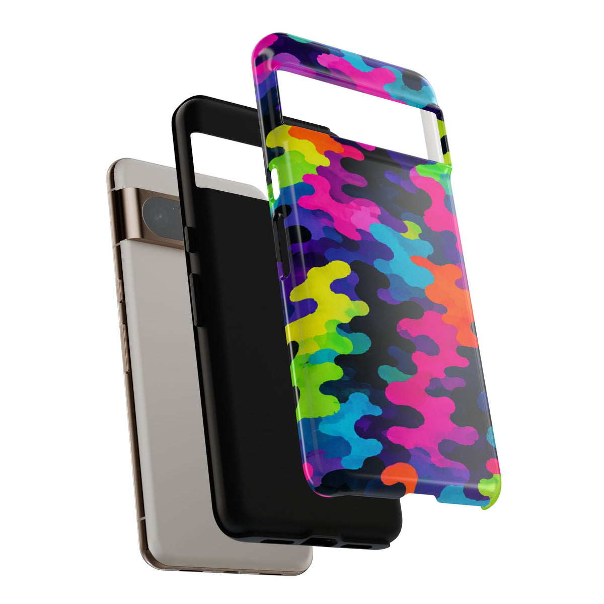 Neon Camo Tough Phone Case — Bright Rainbow Protective iPhone Cover