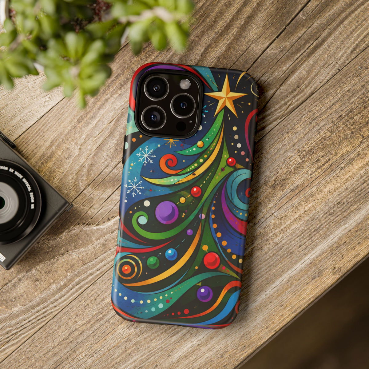 Colorful Swirl Christmas Tree Tough Phone Case