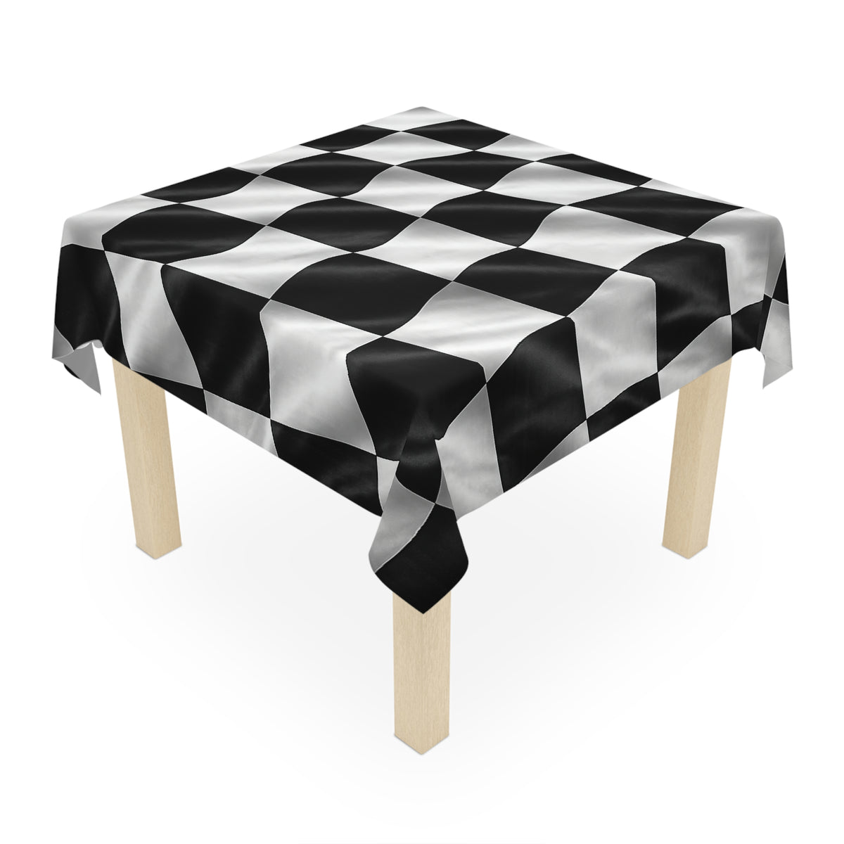 Checkered Racing Flag Tablecloth – Black & White Motorsport Table Cover