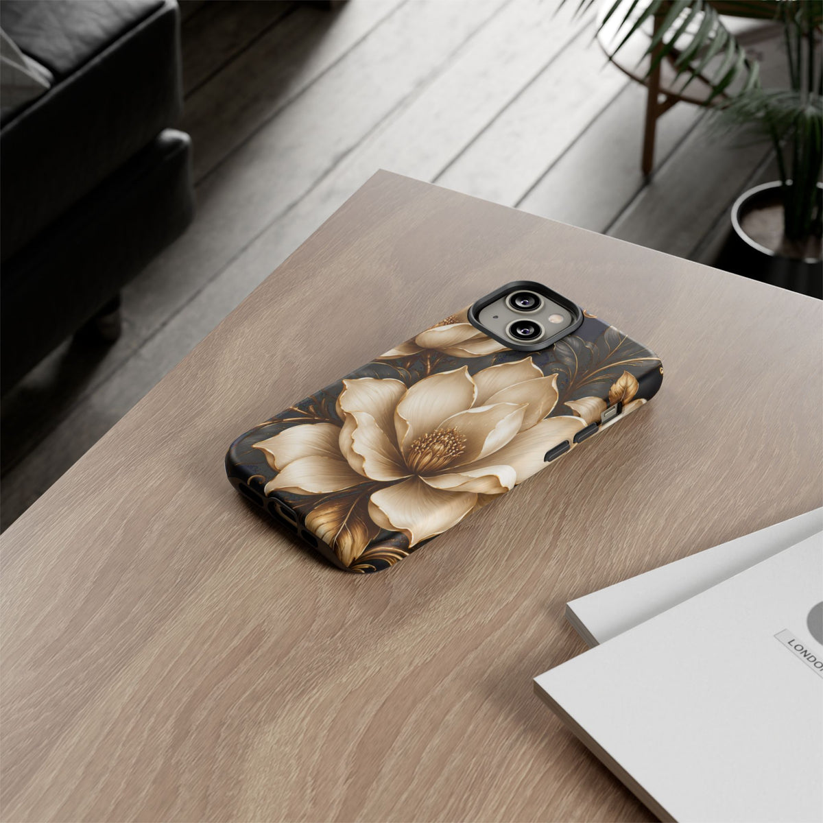 Floral Tough Case — Elegant Gold Magnolia Phone Case