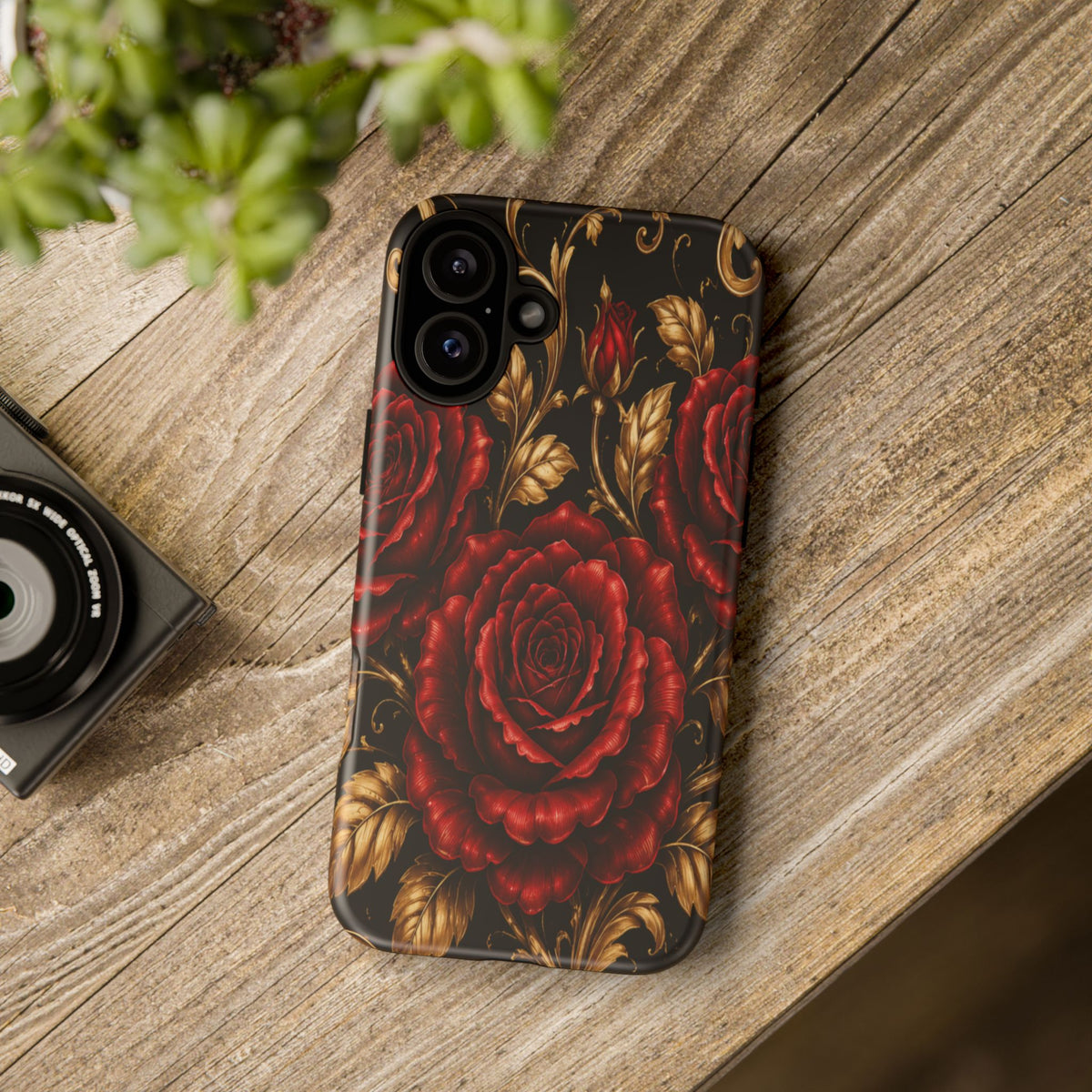 Tough Cases — Vintage Red Rose Floral Phone Case