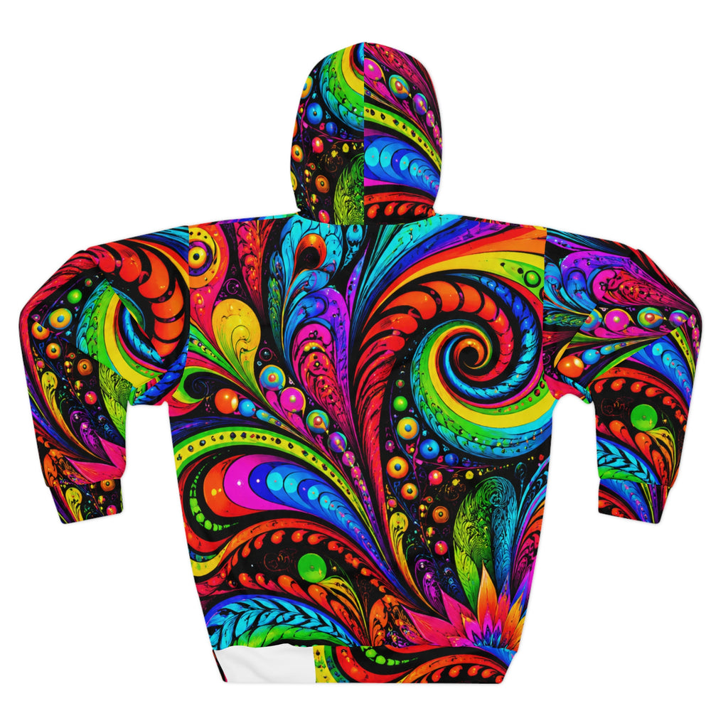 Psychedelic Swirl Hoodie - Vibrant All-Over-Print Pullover