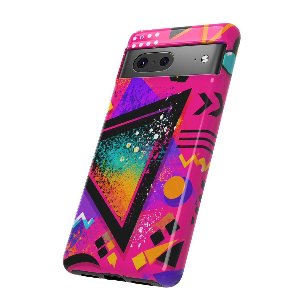 Retro 80s Geometric Phone Case — Neon Triangle Tough Case
