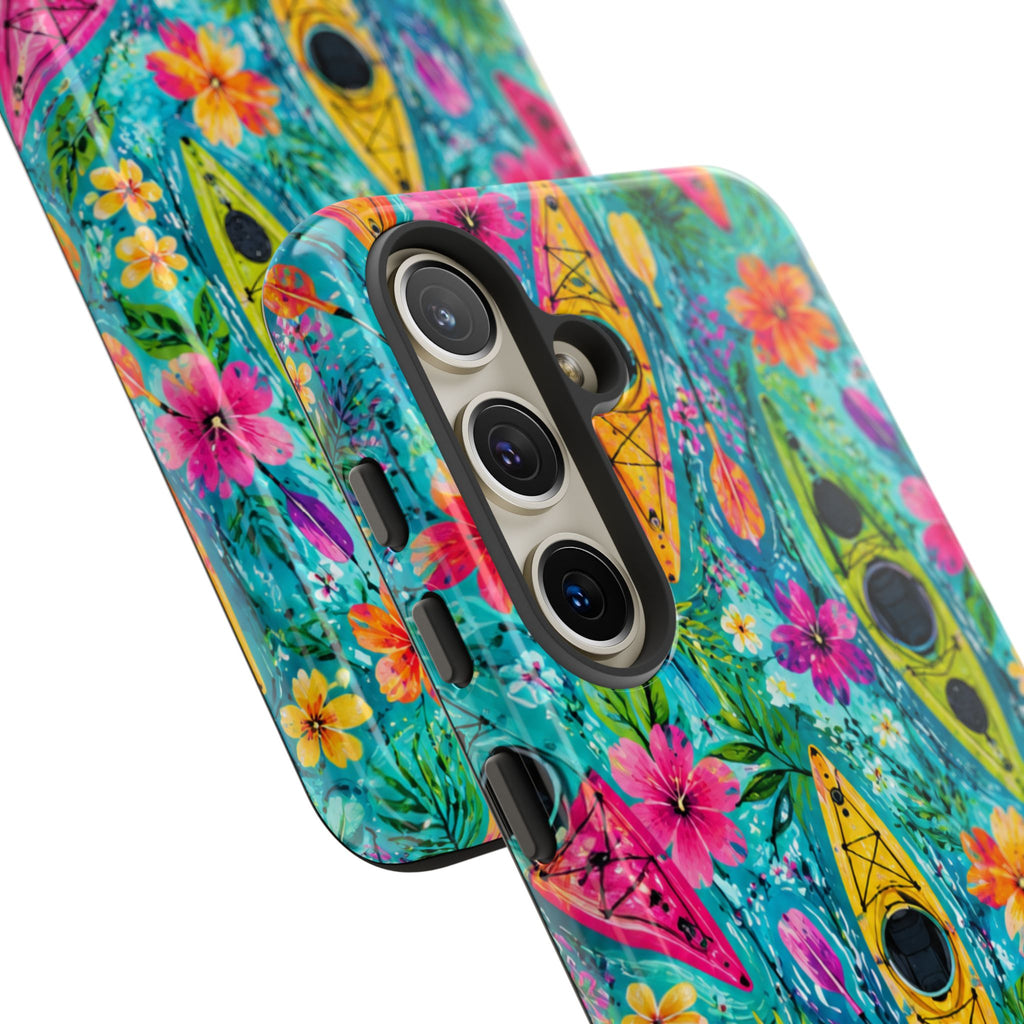 Tropical Kayak Phone Case – Colorful Floral Waterproof Pattern