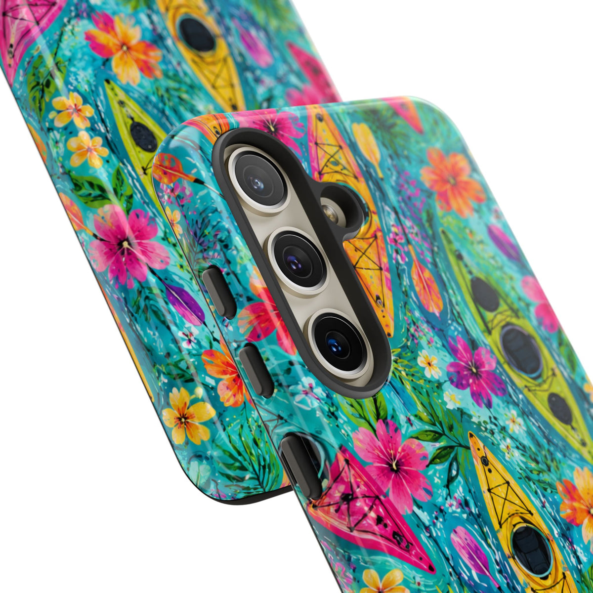 Tropical Kayak Phone Case – Colorful Floral Waterproof Pattern