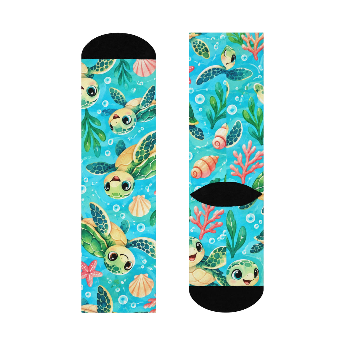 Cute Sea Turtle Crew Socks — Cushioned Ocean Animal Socks