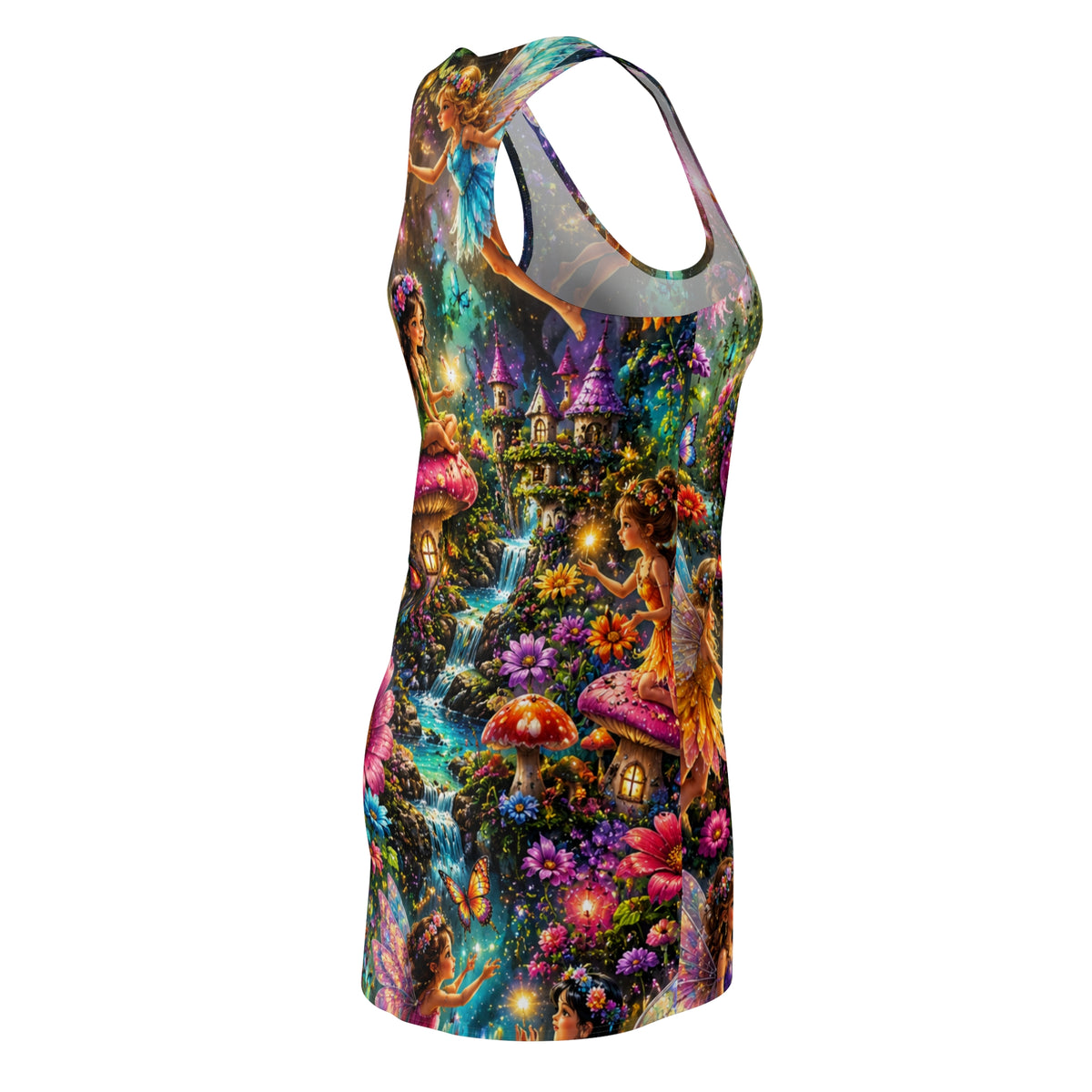 Fairy Garden Racerback Dress — Enchanted Mushroom Cottage AOP