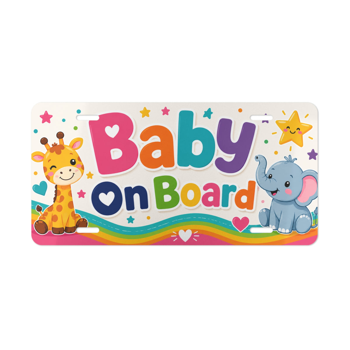 Baby on Board Vanity Plate | Cute Giraffe Elephant Nursery Design