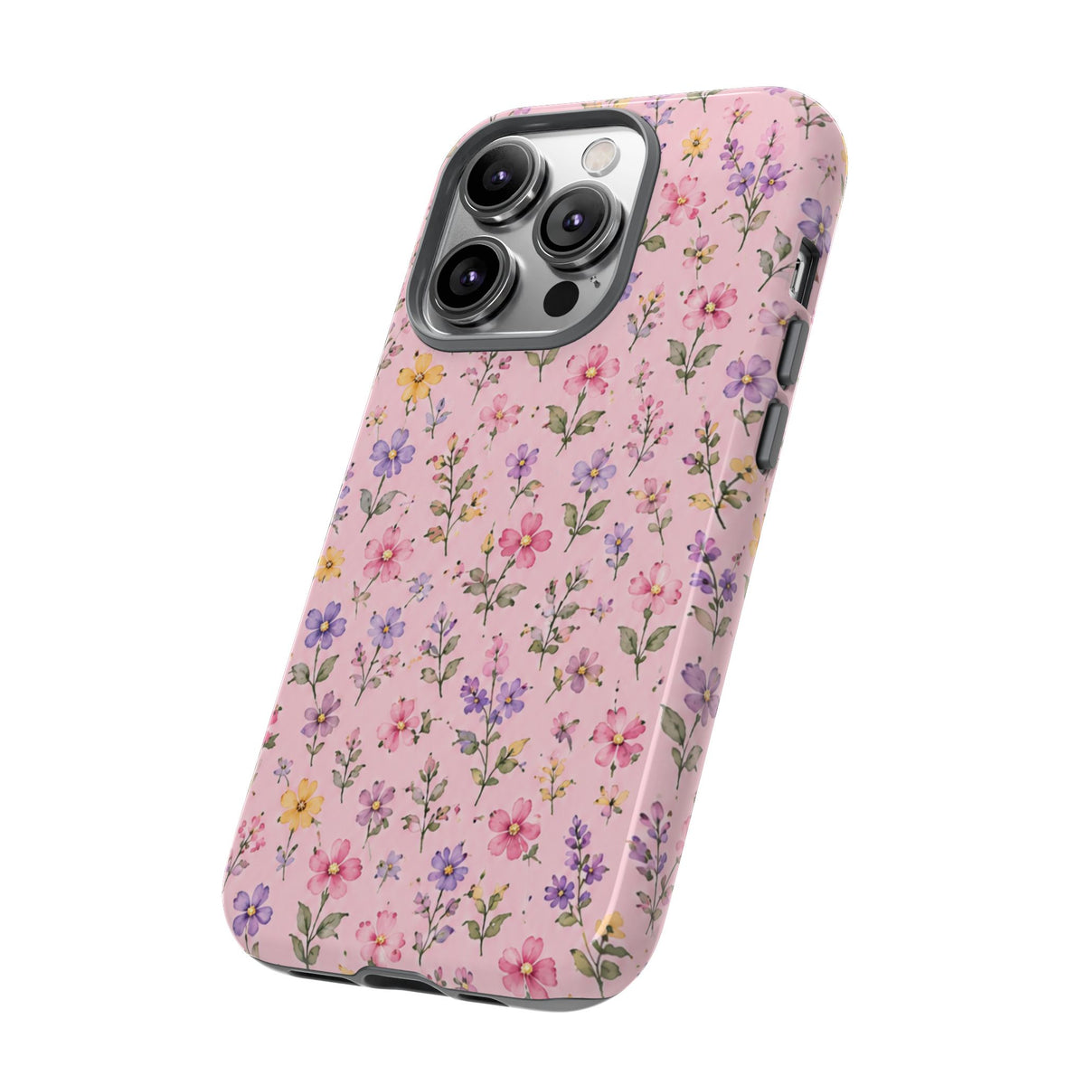 Floral Pink Tough Phone Case — Pastel Wildflower Protective Case