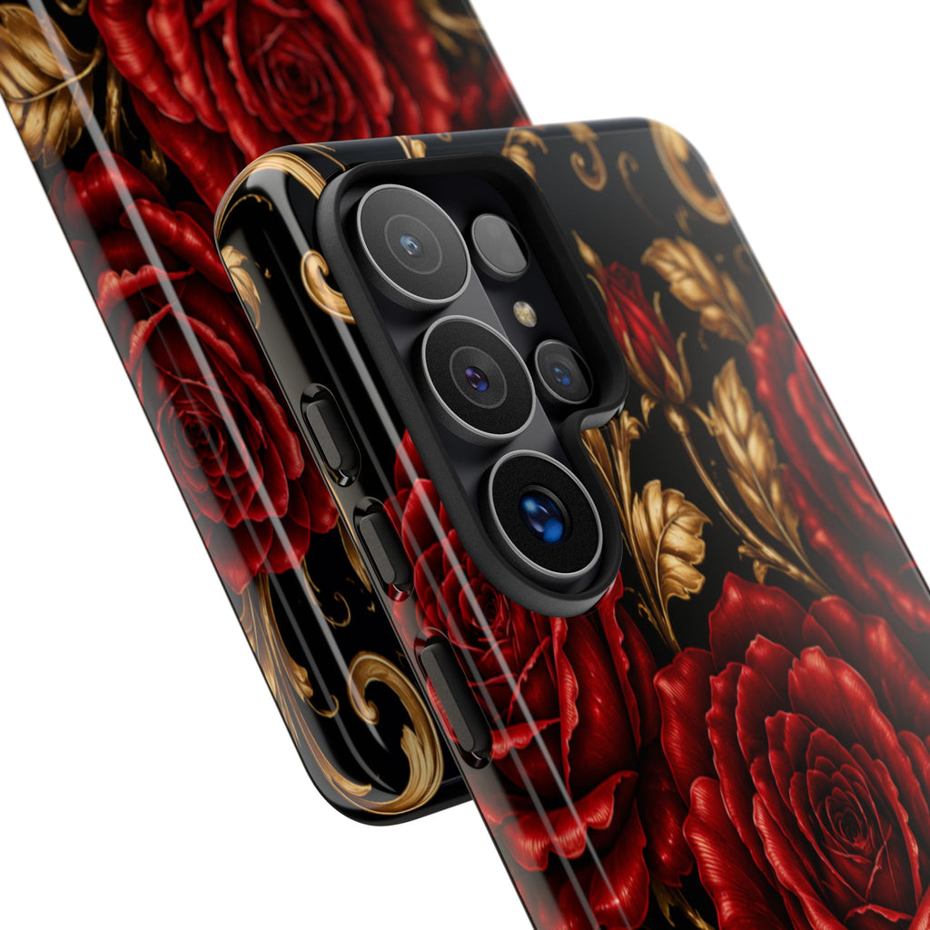 Tough Cases — Vintage Red Rose Floral Phone Case