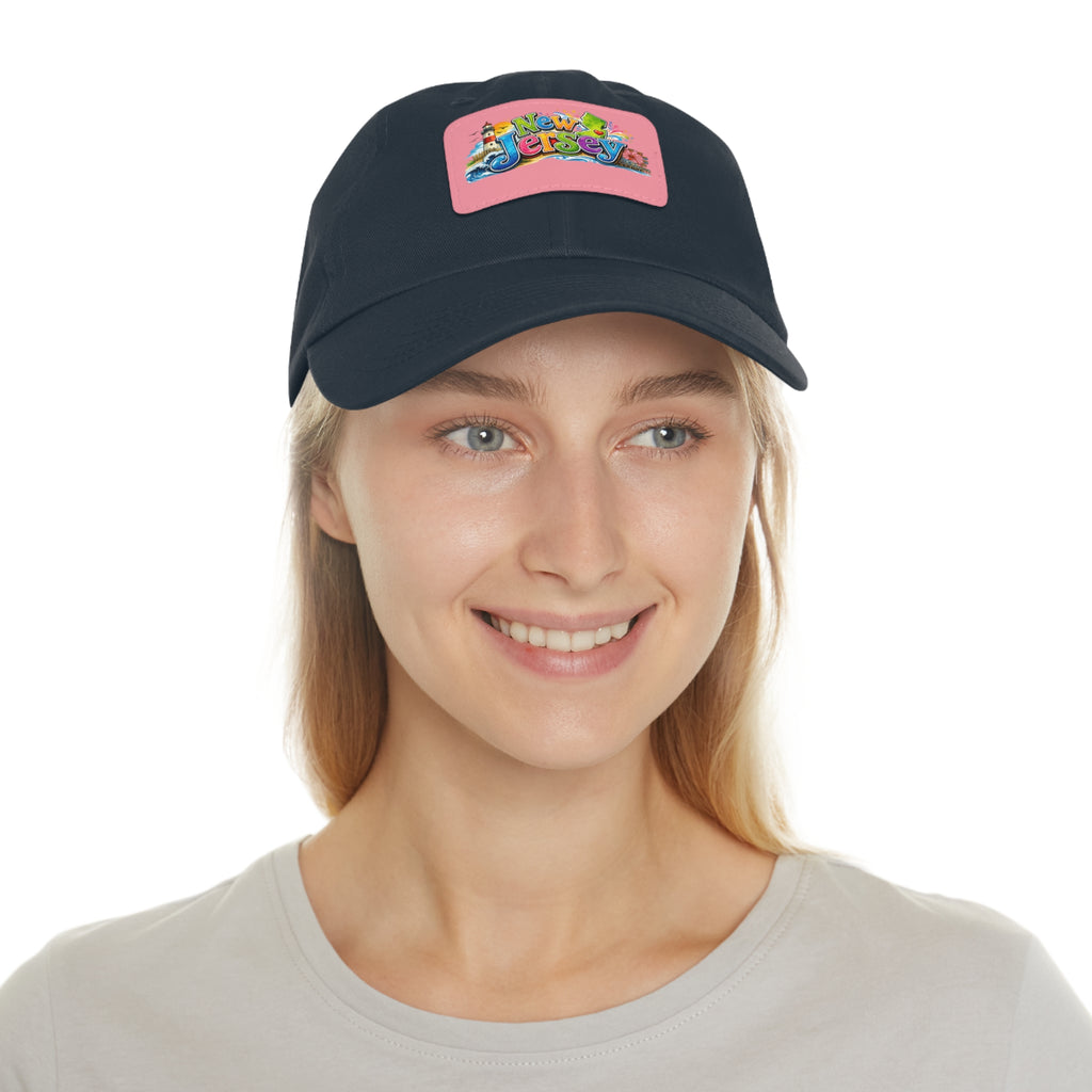 New Jersey Patch Logo Dad Hat | Leather Rectangle Patch