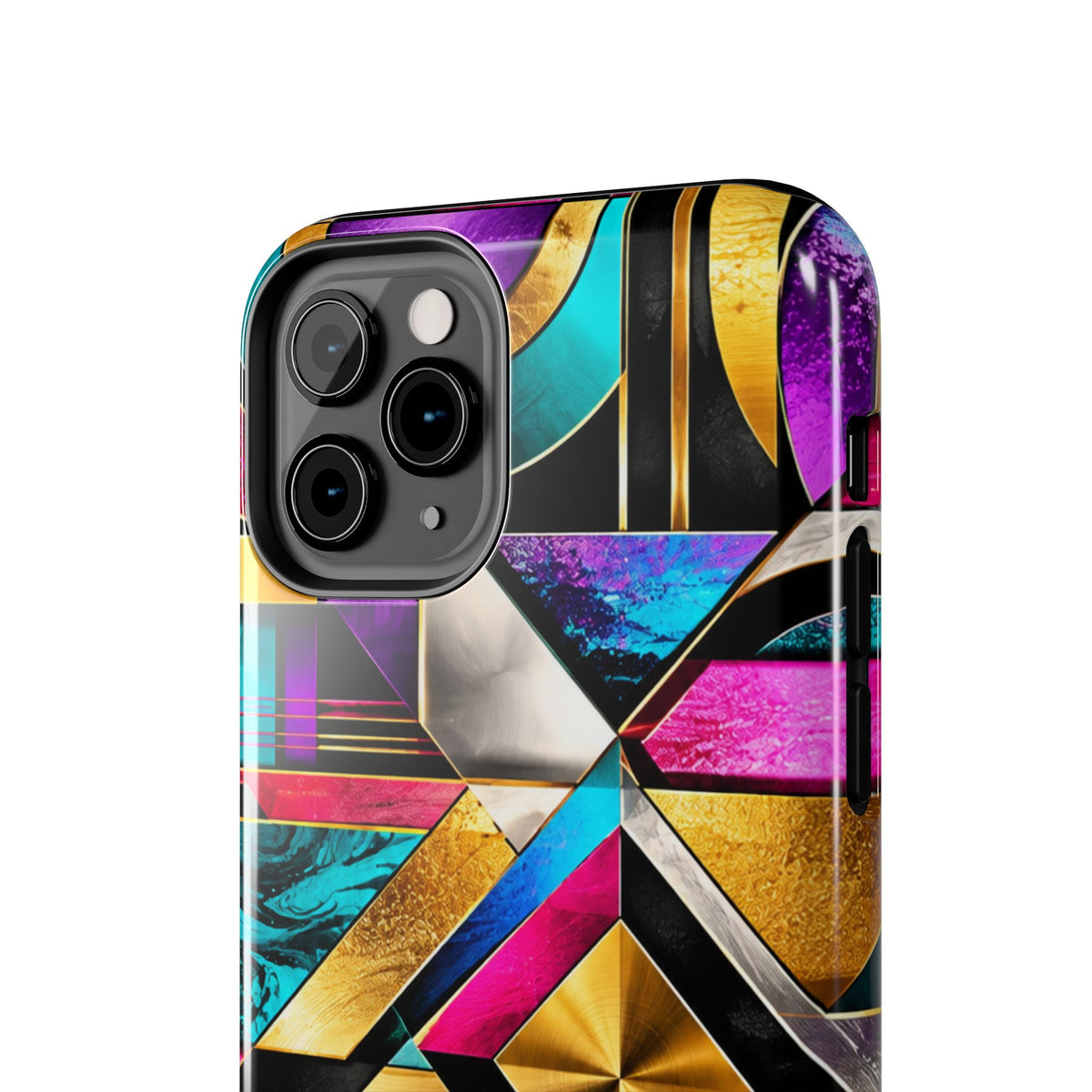 Geometric Art Deco Tough Phone Case — Vibrant Gold, Teal & Magenta Pattern