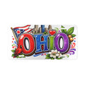 Ohio graphic Vanity Plate | state flag, cardinal, skyline, buckeye