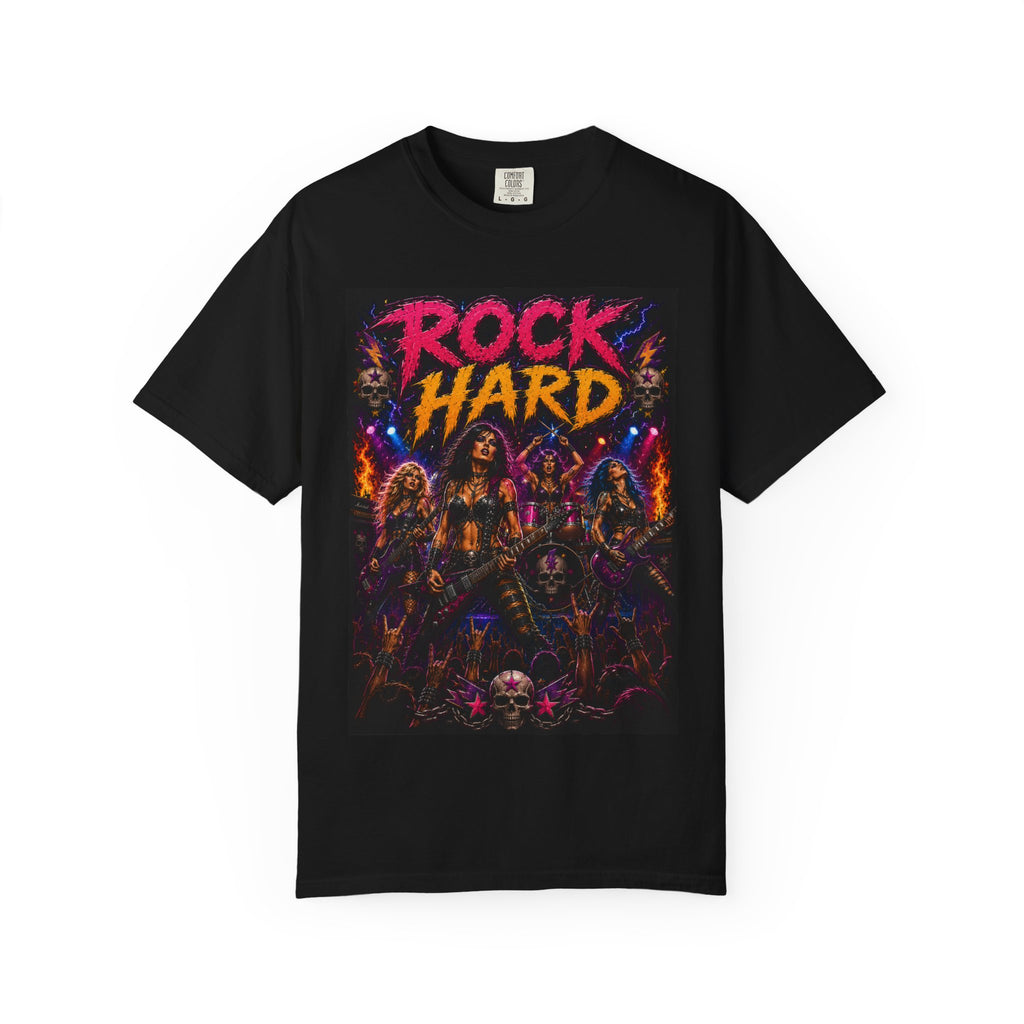 Rock Hard band illustration T-shirt | Retro heavy metal tee
