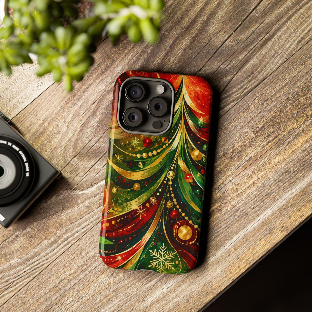 Christmas Tree Tough Phone Case — Festive Red & Green Holiday Phone Cover