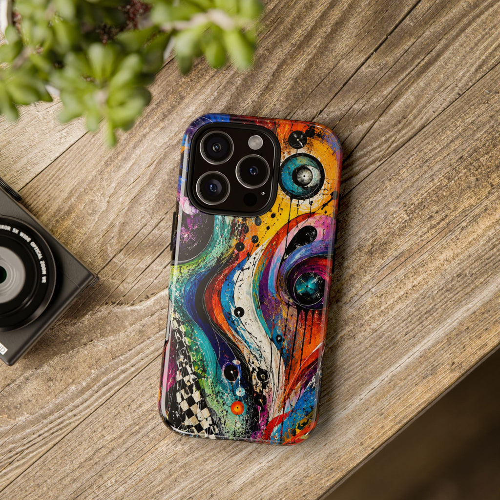 Abstract Cosmic Swirl Phone Case — Colorful Artistic iPhone Tough Case