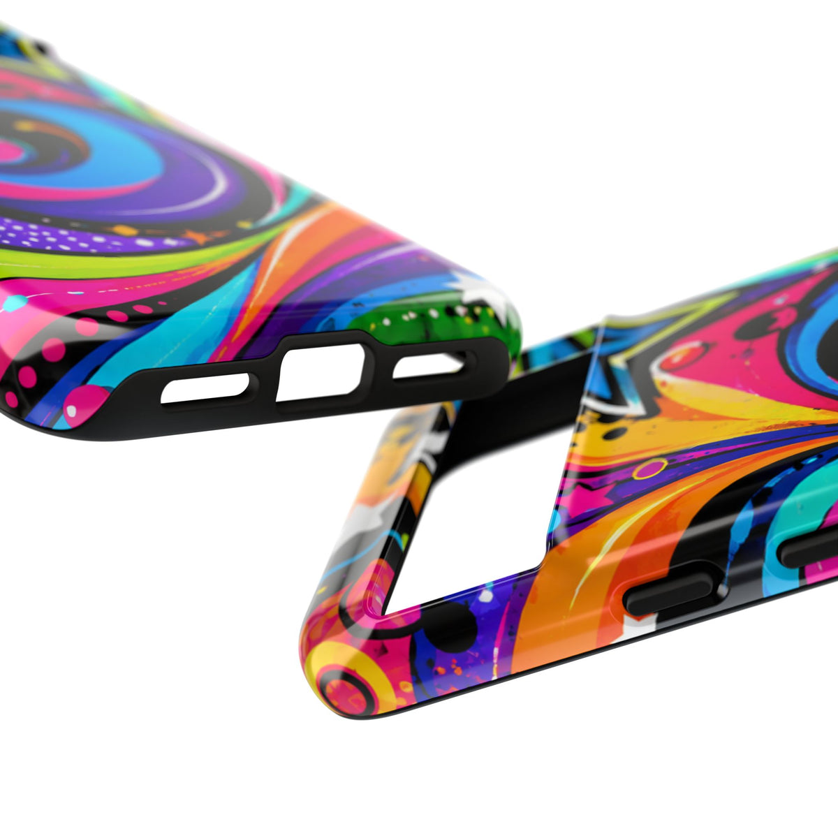Psychedelic Swirl Phone Case — Bold Retro Stars & Neon Pop Art Tough Case