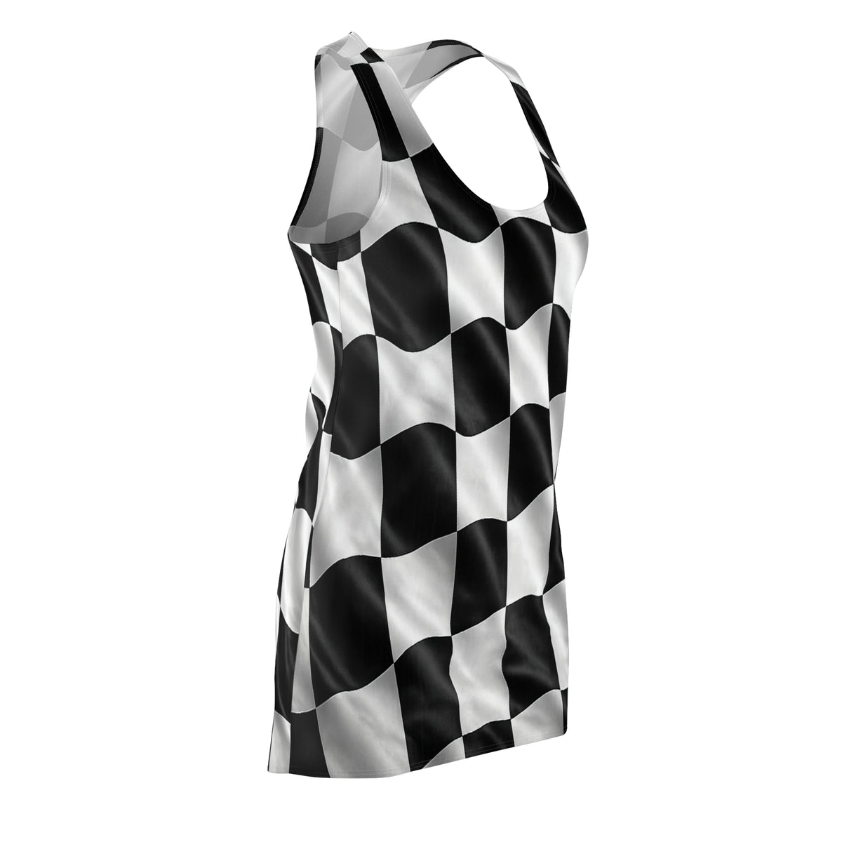 Black White Checkered Wave Dress Racerback