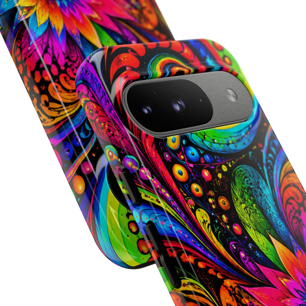 Psychedelic Floral Phone Case — Vibrant Swirl Tough Protective Cover