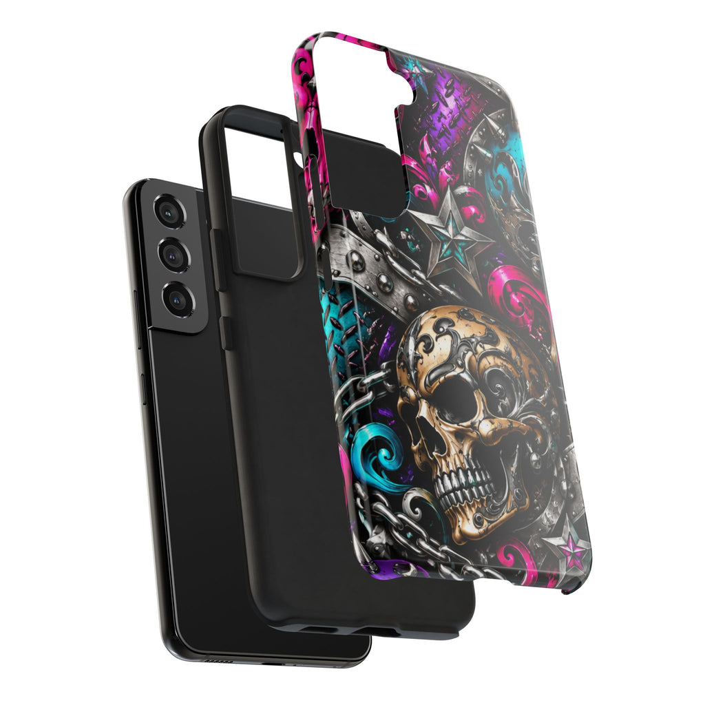 Skull & Stars Tough Phone Case | Colorful Gothic Skull Phone Case
