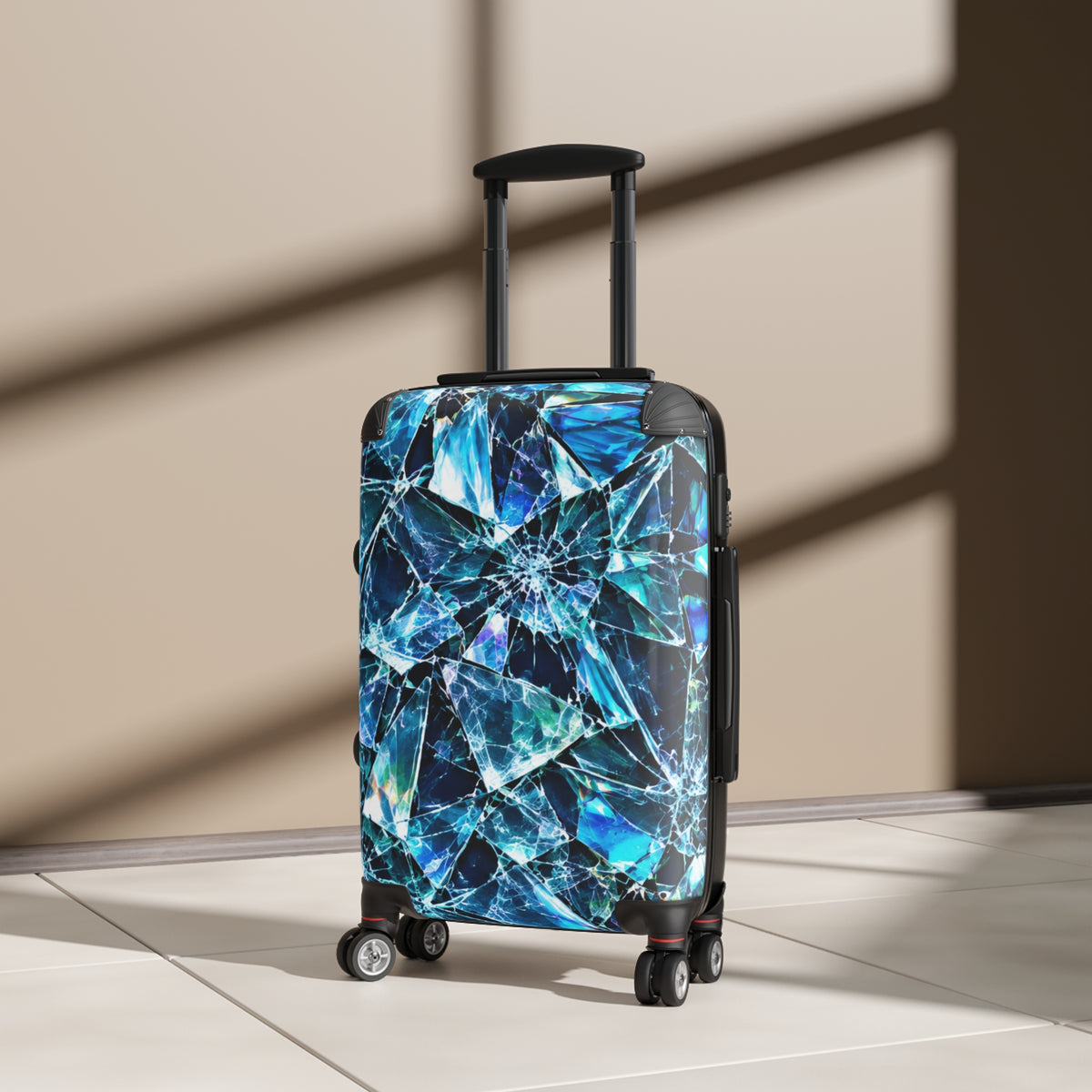 Blue Crystal Shards Carry-On Suitcase — Mosaic Gemstone Luggage