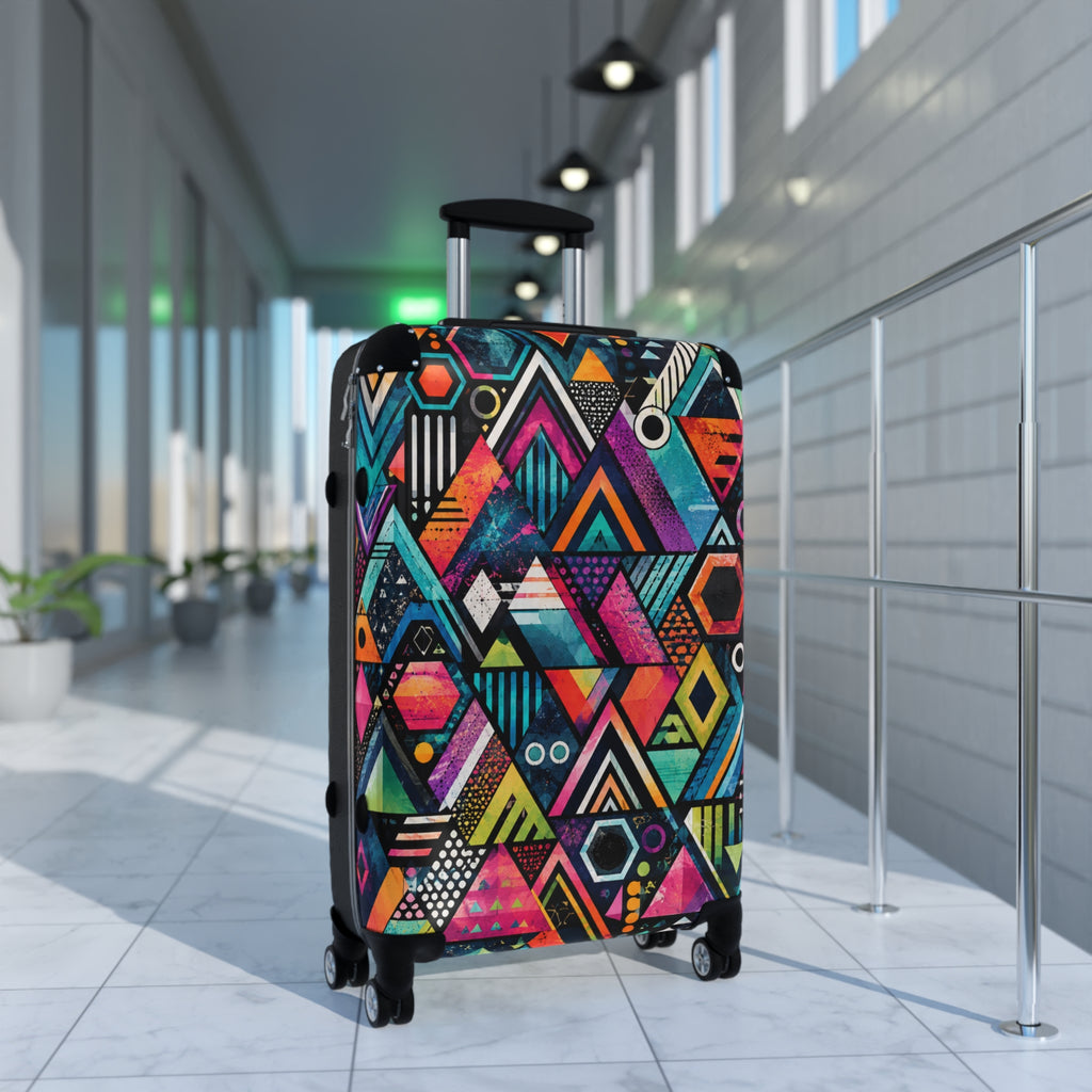 Geometric Neon Carry-On Suitcase