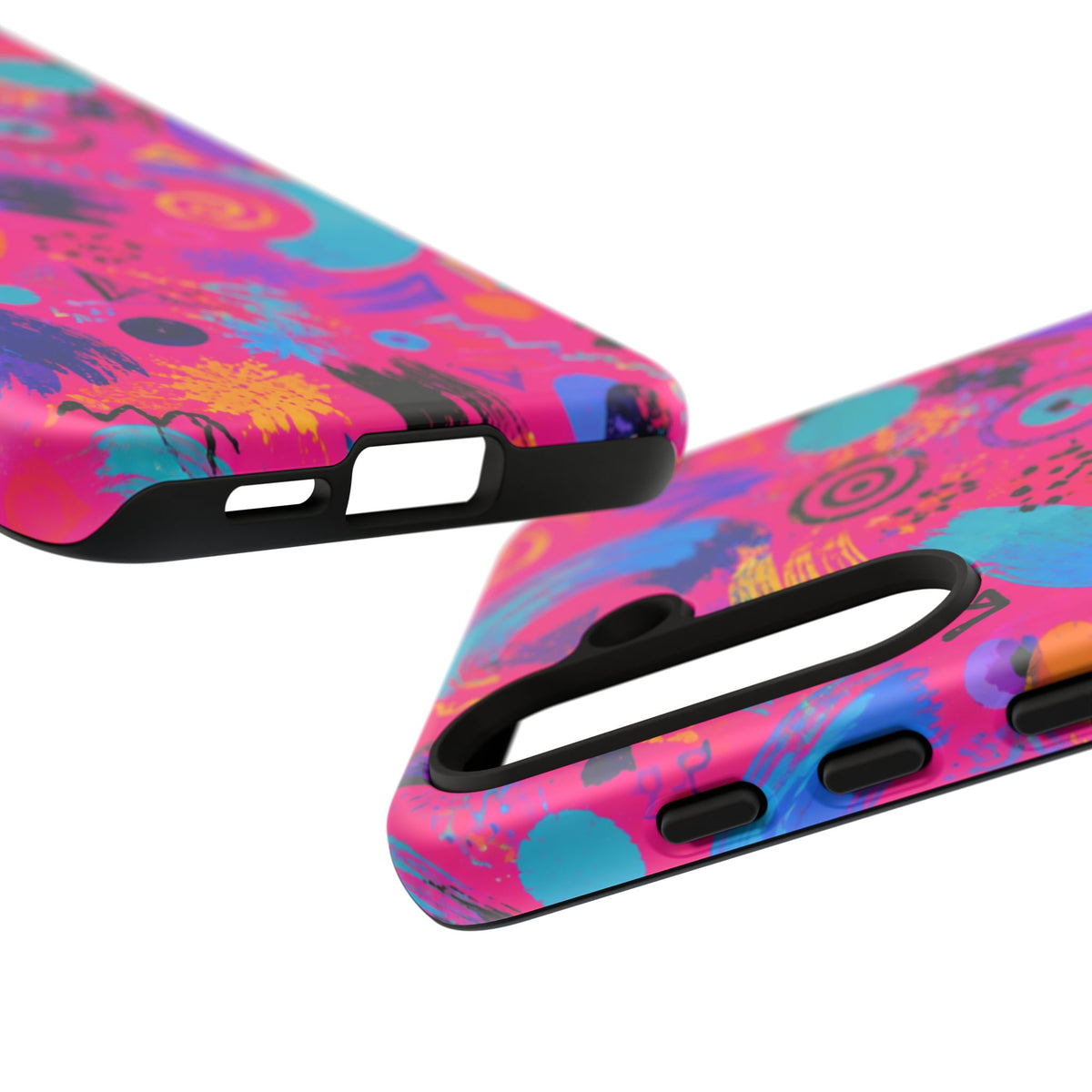 Neon Retro Abstract Tough Phone Case — 80s Brushstroke Pattern