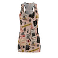 True Crime Racerback Dress — All-Over Print Detective & Evidence Pattern