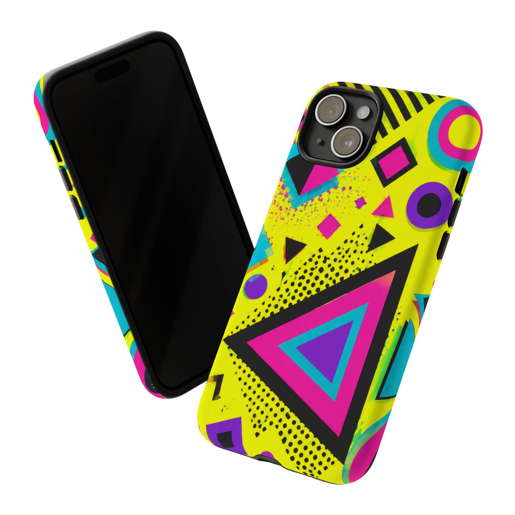 Retro 80s Geometric Phone Case — Neon Memphis Triangle Design