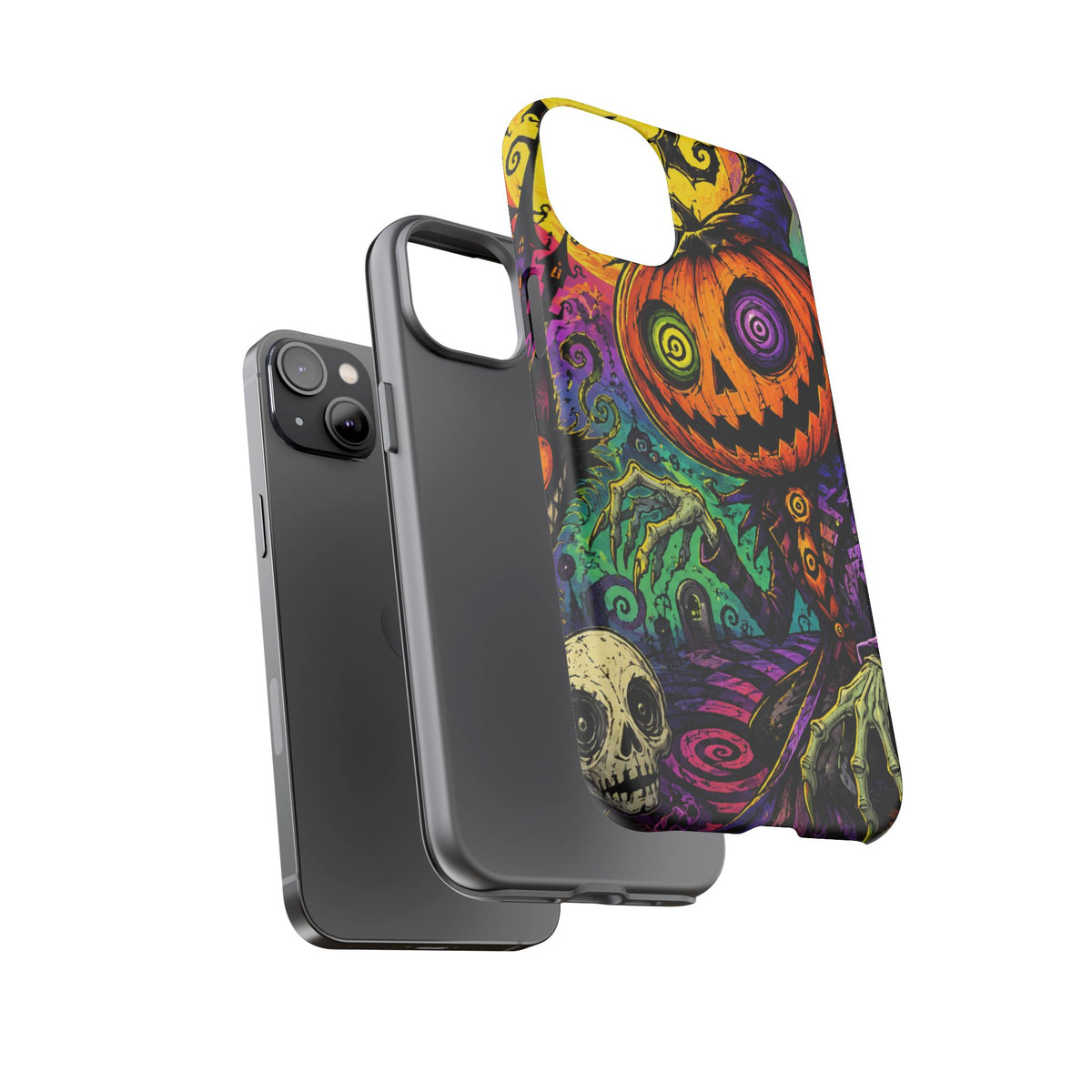 Halloween Pumpkin Skull Phone Case — Psychedelic Jack-o'-Lantern Tough Case