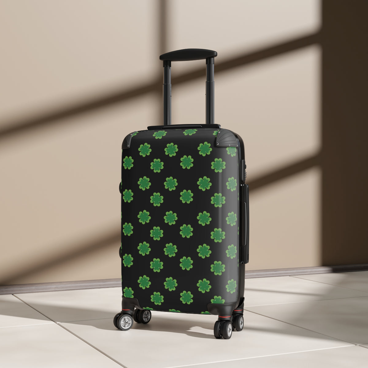 St. Patrick's Clover Suitcase — Green Shamrock Pattern Carry-On