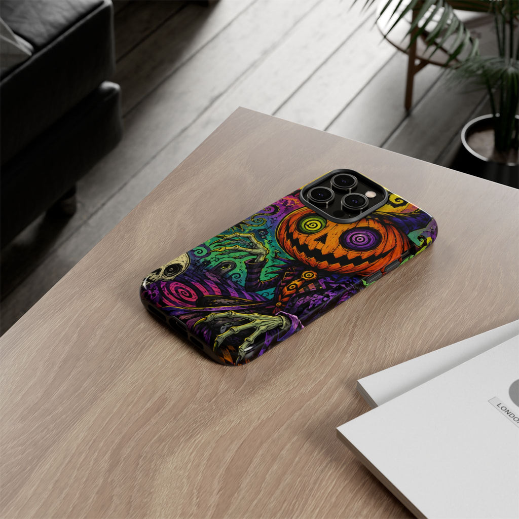 Halloween Pumpkin Skull Phone Case — Psychedelic Jack-o'-Lantern Tough Case