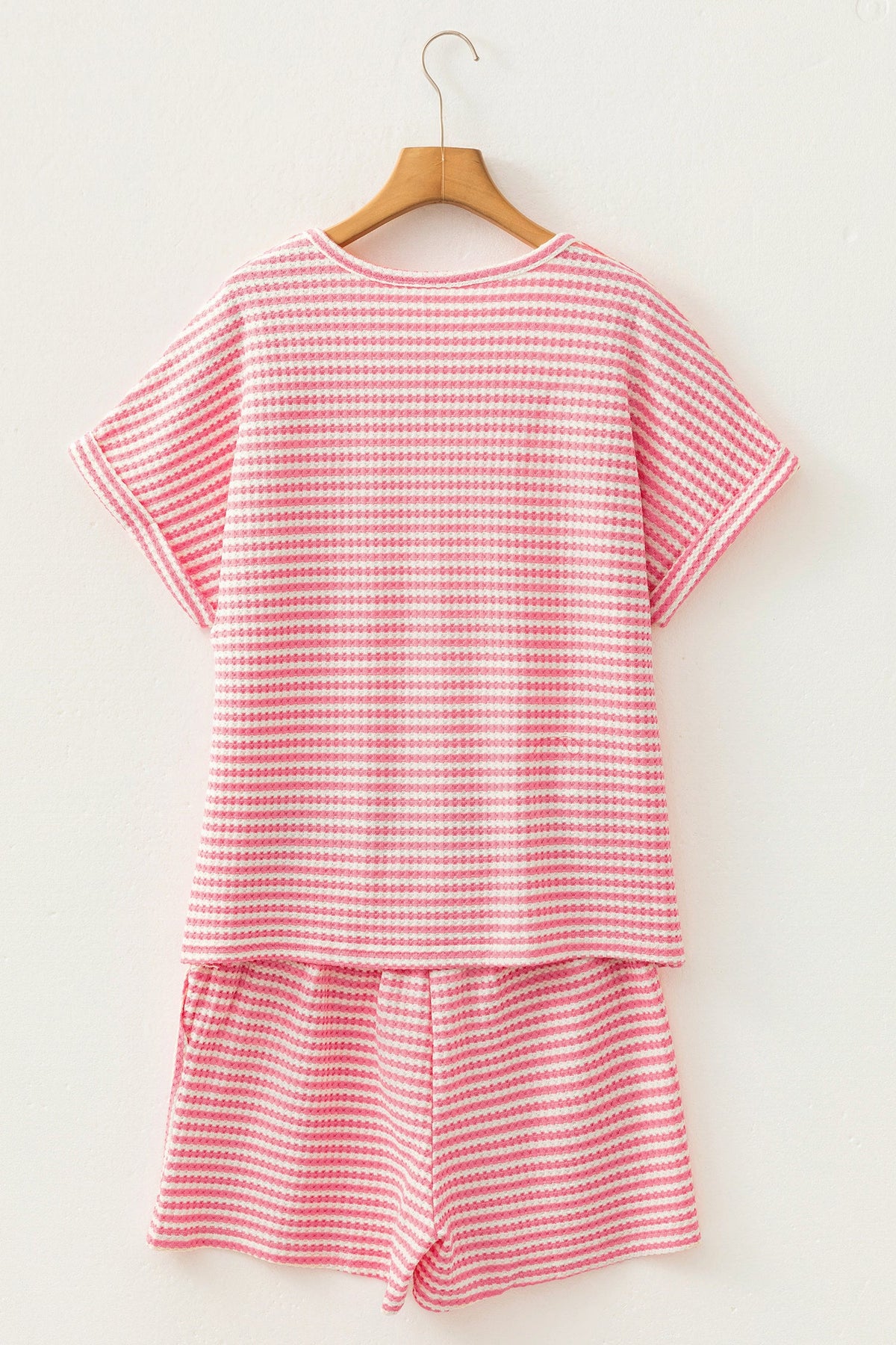 Stripe Textured Knit Top & Short Set
