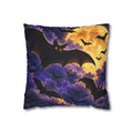 Halloween Bat Moon Pillowcase — Spooky Night Square Throw Pillow Cover